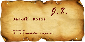 Jankó Kolos névjegykártya